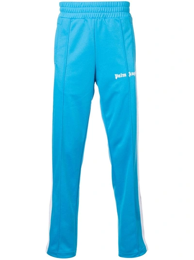 Shop Palm Angels Logo Track Pants In Blue