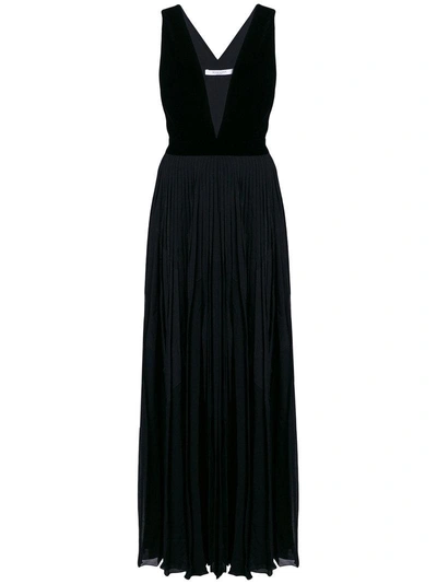 Shop Givenchy Plunging Neckline Pleated Gown In Black