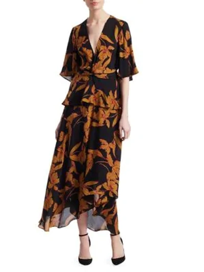 Shop A.l.c Avi Floral Knot Dress In Black