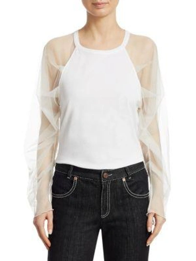 Shop See By Chloé Tulle Sleeve T-shirt In Black