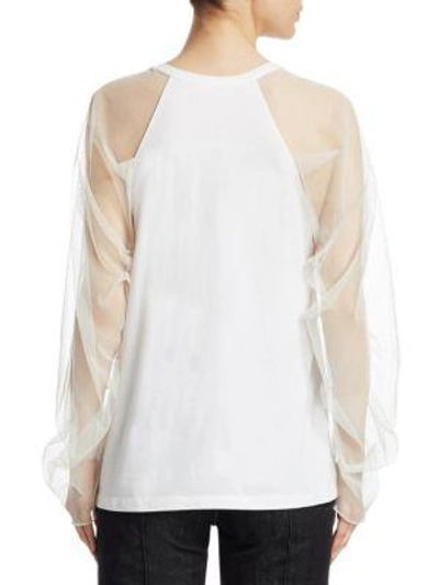 Shop See By Chloé Tulle Sleeve T-shirt In Black