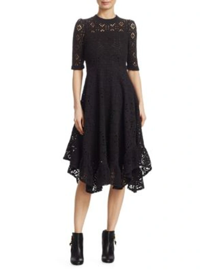 Shop See By Chloé Lace Jersey Midi Dress In Black
