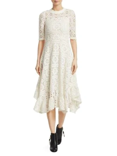 Shop See By Chloé Lace Jersey Midi Dress In Eden White