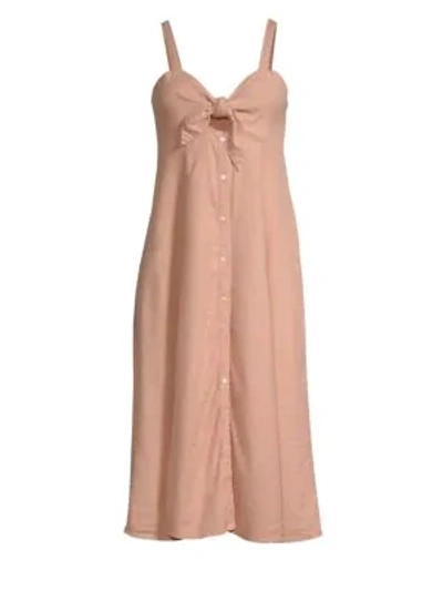 Shop Splendid Dahlia Linen Button-front Slip Dress In Adobe