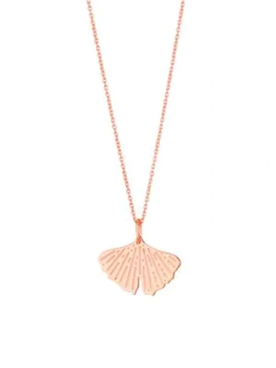 Shop Ginette Ny Gingko 18k Rose Gold Mini Pendant Necklace