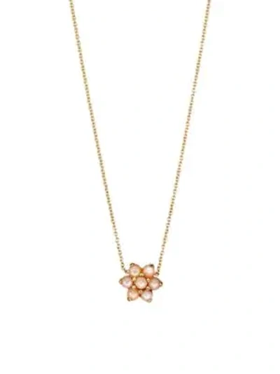 Shop Ginette Ny Fallen Sky Pink Mother-of-pearl Star Pendant Necklace In Rose Gold