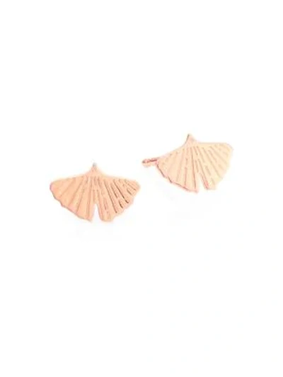 Shop Ginette Ny Gingko 18k Rose Gold Earrings