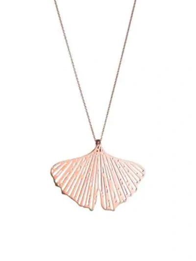 Shop Ginette Ny Gingko 18k Rose Gold Cutout Pendant Necklace