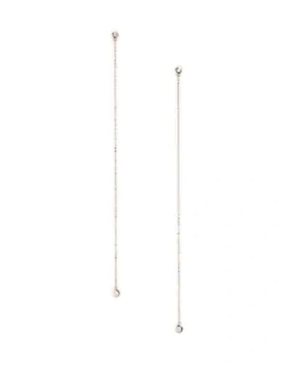 Shop Ginette Ny Lonely Diamond Drop Chain Earrings In Gold