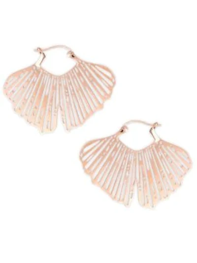 Shop Ginette Ny Gingko 18k Rose Gold Cut-out Hoop Earrings