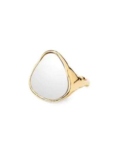 Shop Aurelie Bidermann Ciottolo Ring With Mirror In Yellow Gold