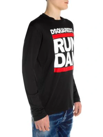 Shop Dsquared2 Long Sleeve Logo Tee In Black