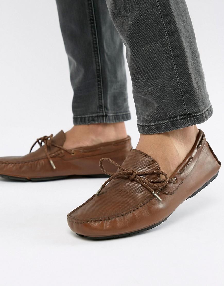 Dune Driving Shoes In Tan Leather - Tan 