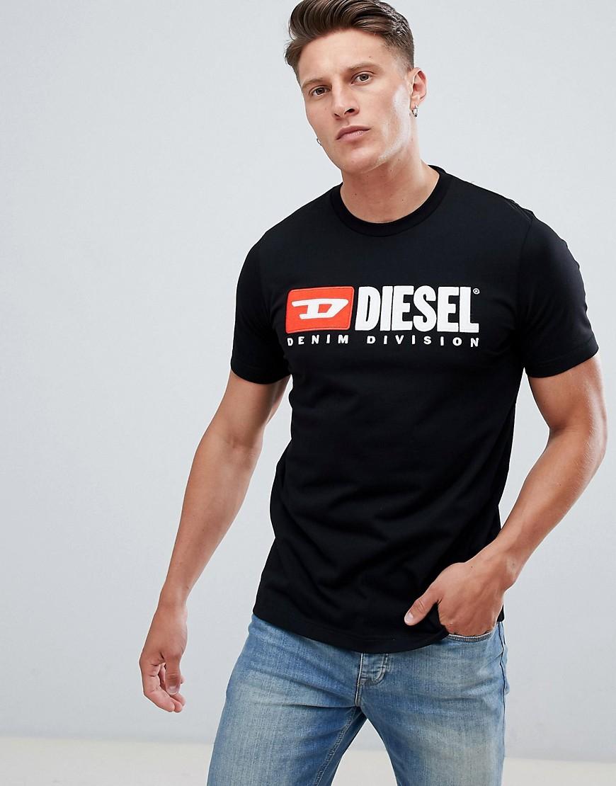 Diesel T Just Division Industry Logo T Shirt Black Modesens