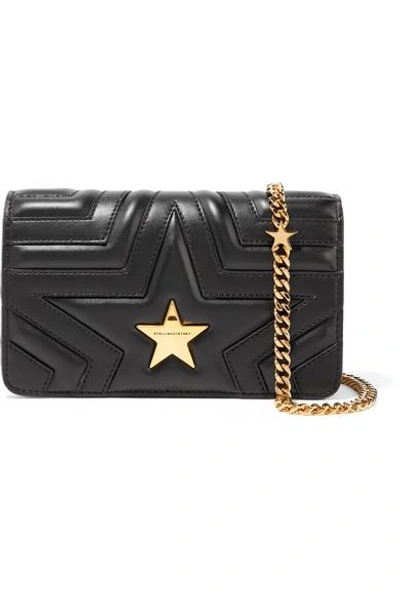 Shop Stella Mccartney Star Quilted Faux Leather Shoulder Bag In Black