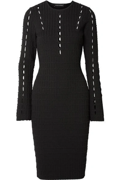 Shop Narciso Rodriguez Cutout Ribbed Stretch-knit Dress In Black