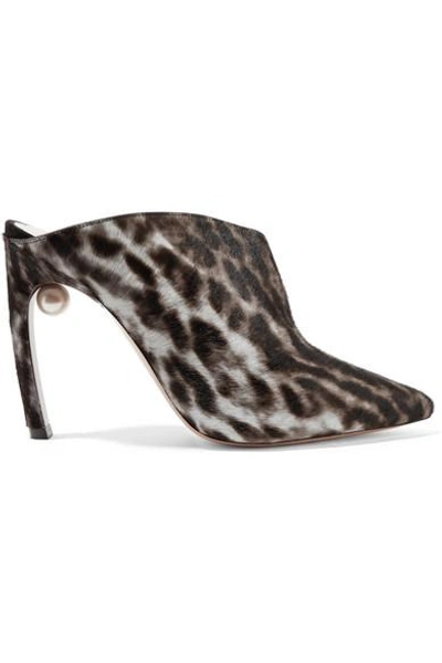 Shop Nicholas Kirkwood Mira Leopard-print Calf Hair Mules In Black