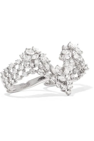 Shop Yeprem 18-karat White Gold Diamond Two-finger Ring