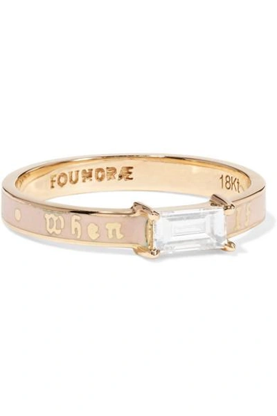 Shop Foundrae If Not Now Then When 18-karat Gold, Diamond And Enamel Ring