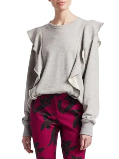 Shop A.l.c Keller Ruffle Sweatshirt In Heather Grey