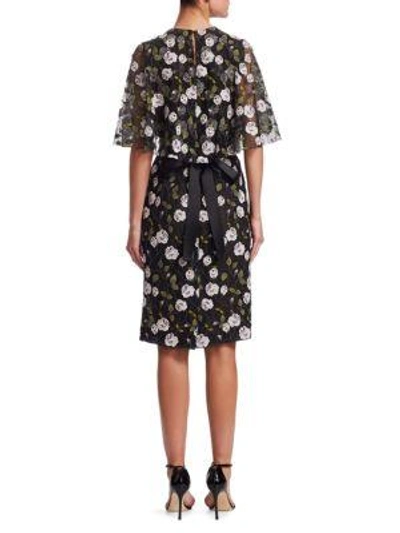 Shop Giambattista Valli Flutter Embroidered Floral Sheath Dress In Black