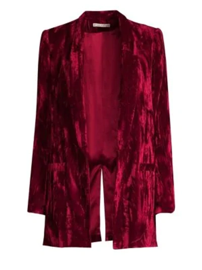 Shop Alice And Olivia Kylie Velvet Shawl Blazer In Bordeaux