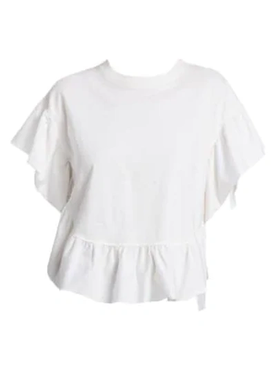 Shop See By Chloé Short Sleeve Ruffled T-shirt In White Powder