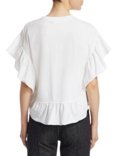 Shop See By Chloé Short Sleeve Ruffled T-shirt In White Powder