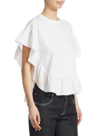 Shop See By Chloé Short Sleeve Ruffled T-shirt In White Powder