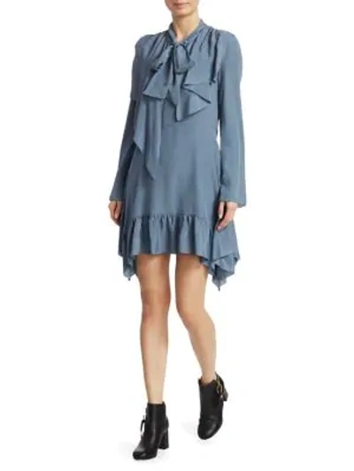 Shop See By Chloé Crepe Tie Neck Mini Dress In Mirage