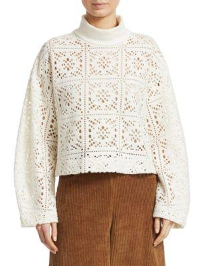 Shop See By Chloé Lacey Crop Turtleneck In Eden White