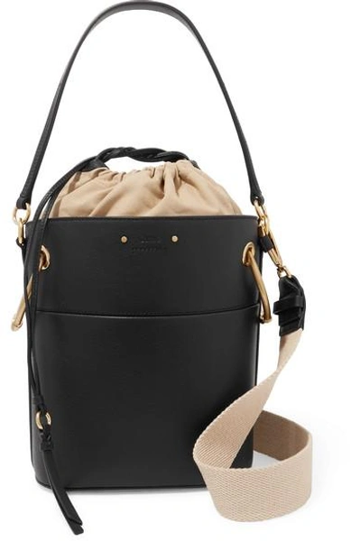 Shop Chloé Roy Small Leather Bucket Bag In Black