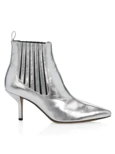 Shop Diane Von Furstenberg Mollo Metallic Leather Ankle Boots In Silver