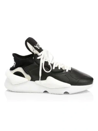 Shop Y-3 Kaiwa Leather Sneakers In Black White
