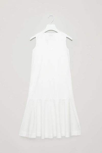 Shop Cos Cotton Poplin Sleeveless Dress In White