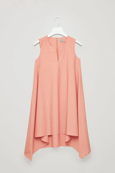 Shop Cos Poplin Dress With Handkerchief Hem In Orange