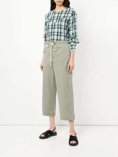 Shop Bassike Drawstring Cropped Trousers - Grey