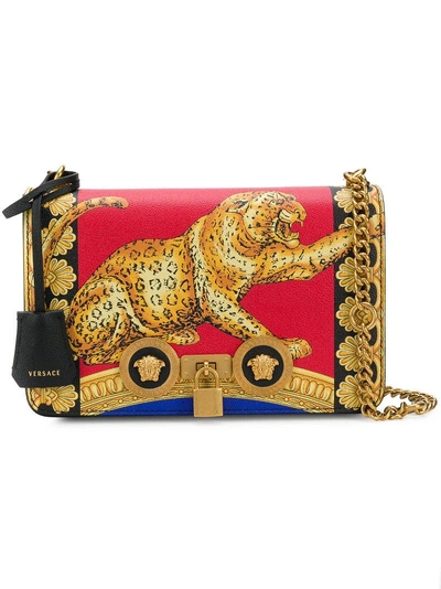 Shop Versace Baroque Tiger Print Handbag - Black