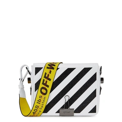 Shop Off-white Binder Clip Leather Cross-body Bag In White And Black