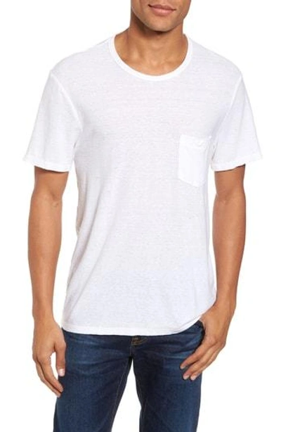 Shop James Perse Cotton & Linen Pocket T-shirt In White