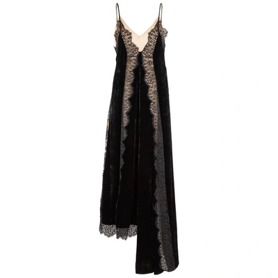 Shop Stella Mccartney Black Lace-panelled Velvet Gown