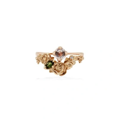 Lee Renee Rose Smaller Chevron Ring Diamond & Tourmaline – Rose Gold