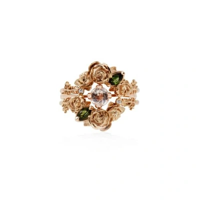 Lee Renee Rose Smaller Chevron Ring Diamond & Tourmaline – Rose Gold