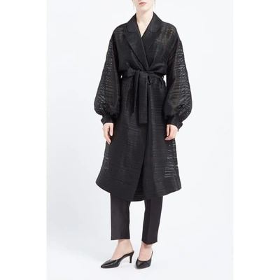 Shop Wtr  Carlotta Black Organza Wrap Front Trench Coat