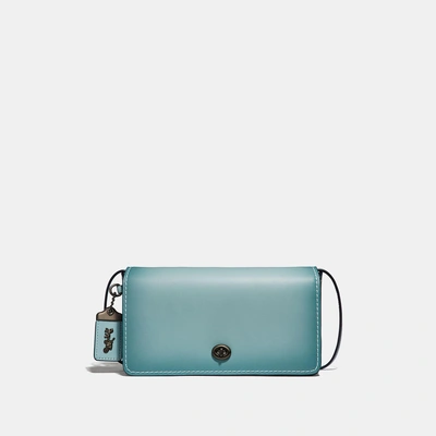 Shop Coach Dinky Mit Herz-print In Light Turquoise/black Copper