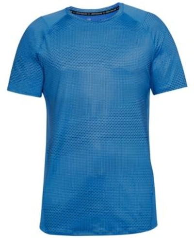 Shop Under Armour Men's Mk-1 Heatgear Printed Training T-shirt In Mediterranean Blue/stealth Grey