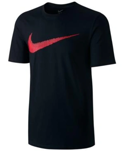 Shop Nike Men's Hangtag Swoosh T-shirt In Birch Heather/ Pink