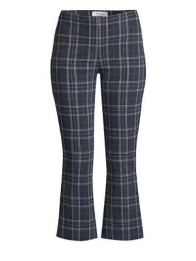 Shop Bailey44 Campus Plaid Cropped Bell Pants In Midnight Blue