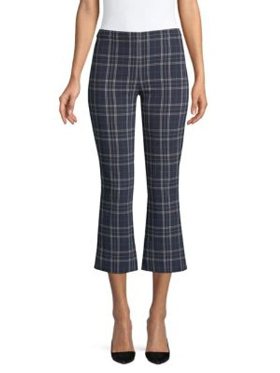 Shop Bailey44 Campus Plaid Cropped Bell Pants In Midnight Blue