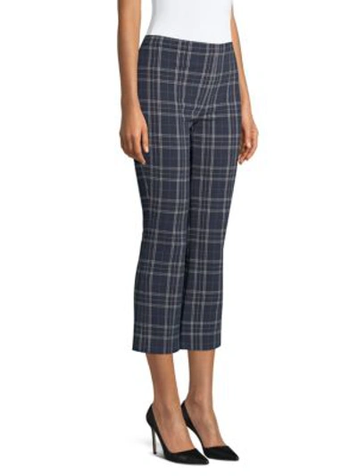 Shop Bailey44 Campus Plaid Cropped Bell Pants In Midnight Blue